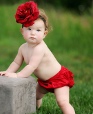 RuffleButts Red Woven Diaper Cover