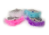 6pc Marabou Tiara Comb