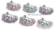 6pc Rhinestone Heart Marabou Tiara Party Pack