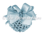 Blue Hair Bow with Rhinestone Snood