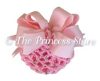 Pink Hair Bow with Rhinestone Snood