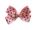 Small Pink Polka<BR>Dot Ribbon Hair Bow