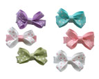6pc Small Pastel Polka Dot Ribbon Bow Set