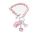 Ladies Breast Cancer Awareness Toggle Bracelet